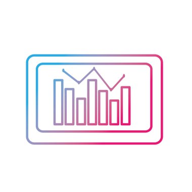 line bilgisayar istatistikleri diyagramı bar vektör çizim ile