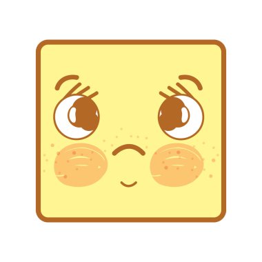 yanaklar ve ağız, vektör çizim ile Kawaii üzgün yüz