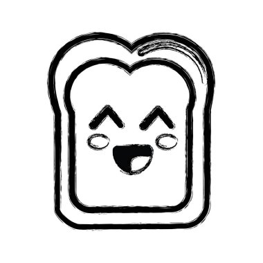 kontur kawaii şirin mutlu ekmek kutsal kişilerin resmi, vektör çizim