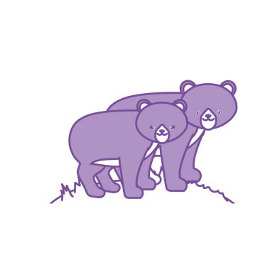 kontur sevimli ayı hayvan çift birlikte vektör çizim