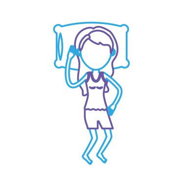 satır kadın saç modeli ile uyku vektör çizim tasarım