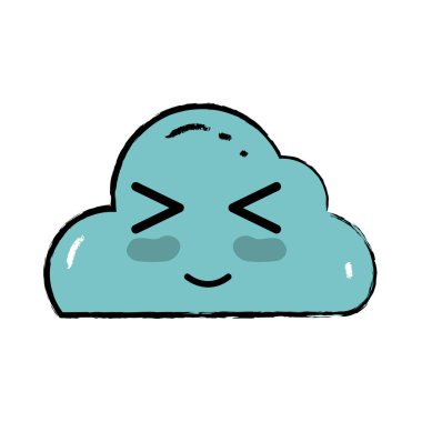 Kawaii şirin mutlu bulut hava vektör çizim