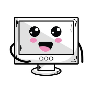 satır kawaii şirin mutlu bilgisayar teknoloji vektör çizim