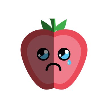 Kawaii çilek meyve, vektör çizim ağlayan güzel