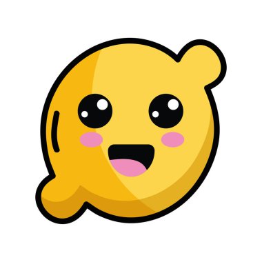 Kawaii şirin mutlu limon meyve, vektör çizim