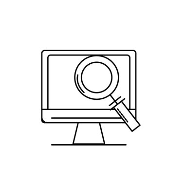 çizgi bilgisayar teknolojisi bilgi büyüteç vektör çizim ile