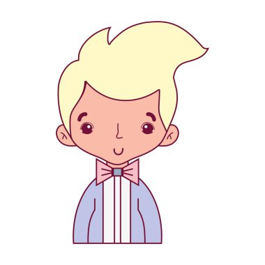 şık takım elbise ve saç tasarım vektör illusration güzel çocuk