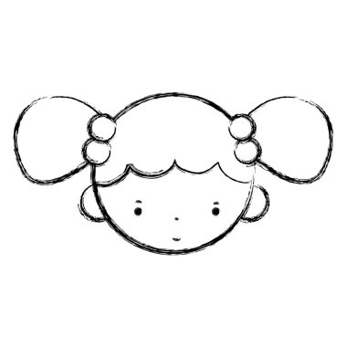 Şekil güzellik kız yüz saç modeli için kawaii avatar vektör çizim ile