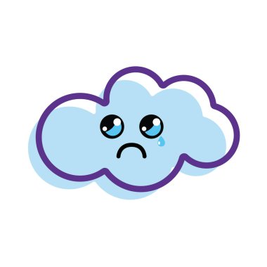 ağız ve yanaklar ile kawaii ağlayan bulut, vektör illüstrasyon tasarımı