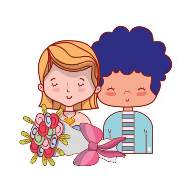 Güzellik çift ile birlikte saç modeli tasarım illüstrasyon vektör