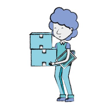 teslimatçı paketleri kutusu dağıtım, vektör çizim ile