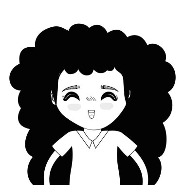 kontur güzel kız saç modeli ve rahat kıyafet, vektör çizim ile