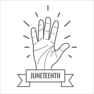 Eller yukarıda juneteenth için şerit masajla kutlamak, vektör çizim