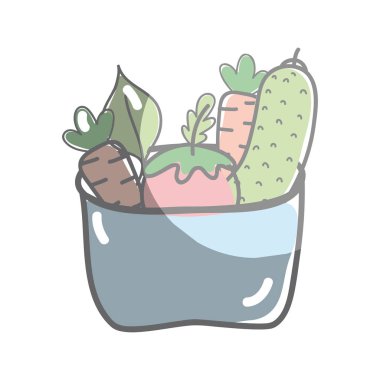 taze ve lezzetli sebze kase, vektör çizim içinde