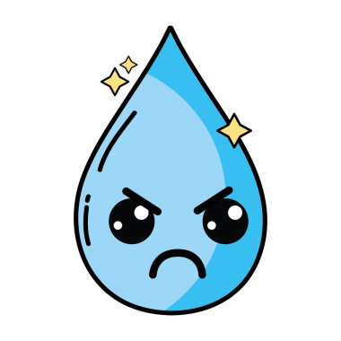 Kawaii şirin kızgın su damla vektör çizim