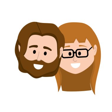 çift kafa ile birlikte saç modeli tasarım illüstrasyon vektör