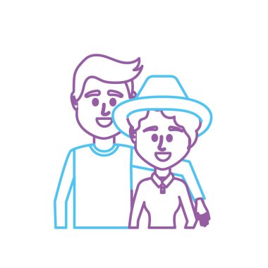 satır çift ile birlikte rahat kıyafetler illüstrasyon tasarım vektör