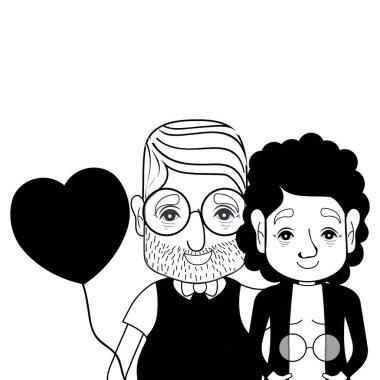 gözlük ve saç modeli ile kontur coupe yaşlılar illüstrasyon vektör