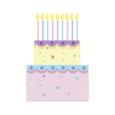 lezzetli pasta mutlu Doğum günü kutlaması, vektör çizim