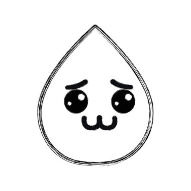 siluet kawaii güzel utangaç damla su, vektör çizim tasarım