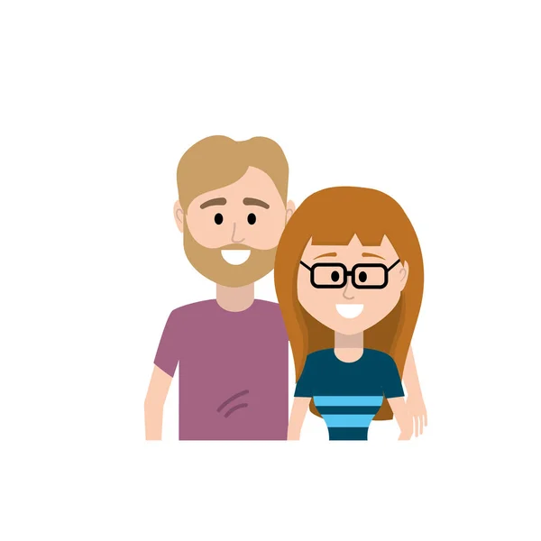 Couple Avec Des Vêtements Décontractés Vecteur Illustration Design — Image vectorielle