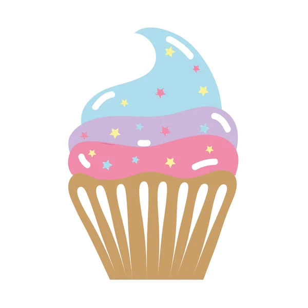 Delicioso Cupcake Feliz Cumpleaños Celebración Vector Ilustración — Archivo Imágenes Vectoriales