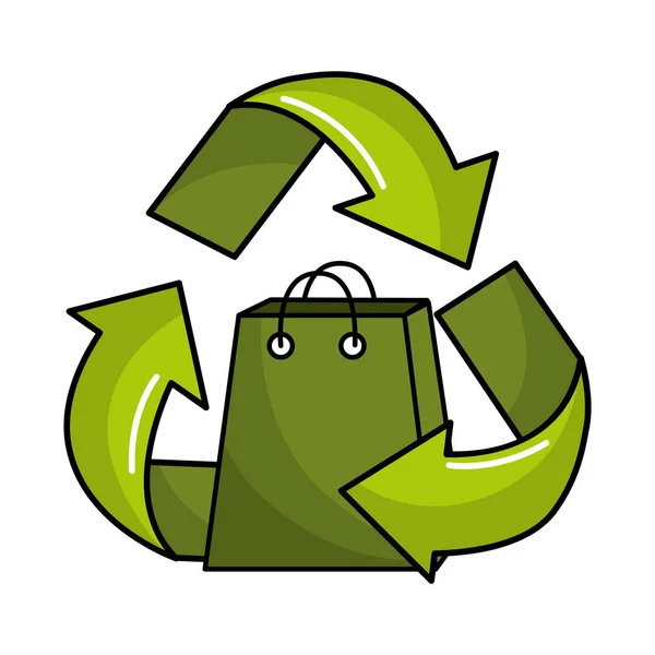 Zielona Torba Wewnątrz Recykling Symbol Ilustracji Wektorowych — Wektor stockowy