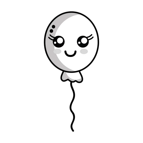 Ligne Kawaii Mignon Heureux Ballon Conception Vectorielle Illustration — Image vectorielle