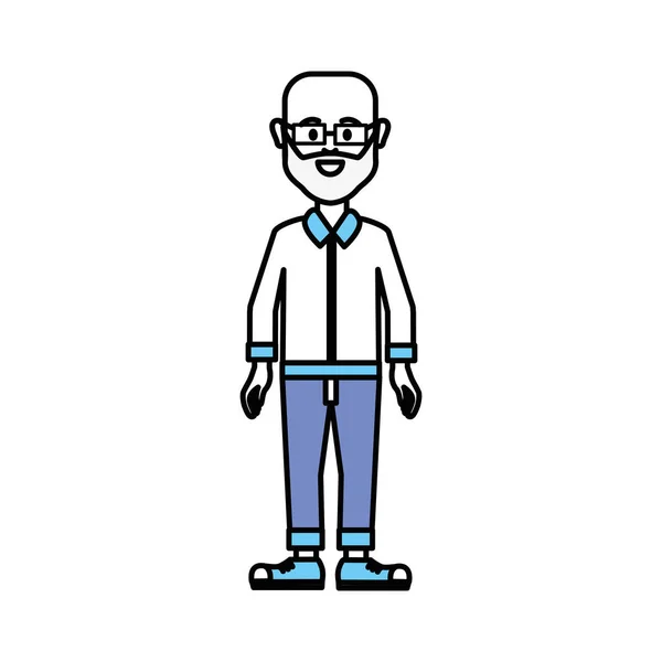 眼鏡とカジュアルな布 ベクトル イラスト シルエット男 — ストックベクタ