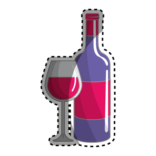 Verre Bouteille Vin Icône Savoureuse Illustration Vectorielle — Image vectorielle