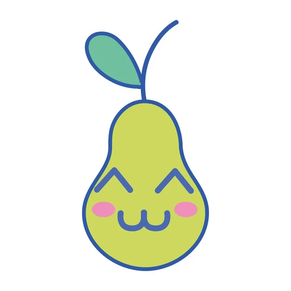 Kawaii Mignon Poire Tendre Fruit Vecteur Illustration — Image vectorielle