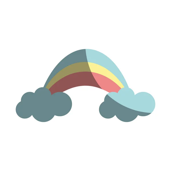 Schönheit Regenbogen Mit Wolken Bild Vektor Illustration Design — Stockvektor