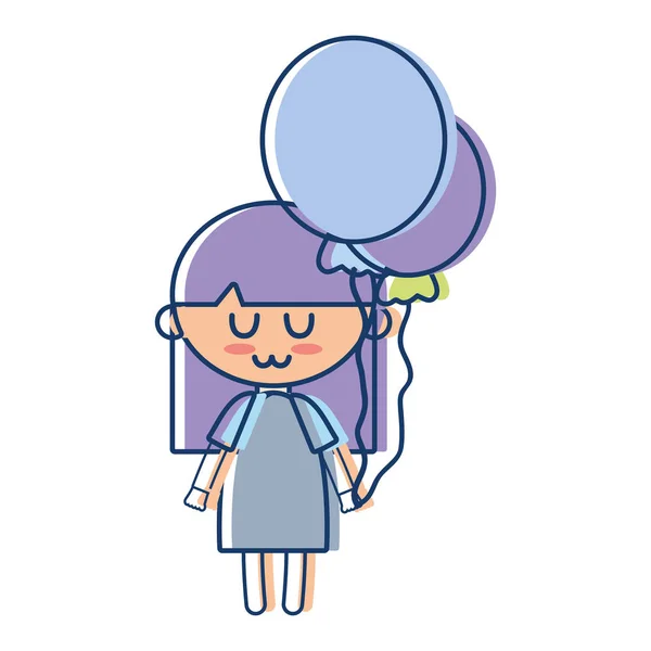 Piękna Dziewczyna Balonów Fryzurę Ilustracja Wektorowa Design — Wektor stockowy