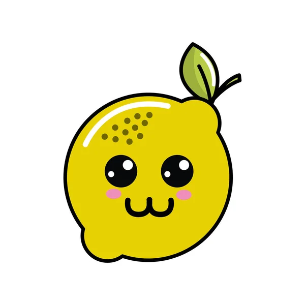 Kawaii Trevlig Glad Citron Ikon Vektor Illustration Design — Stock vektor