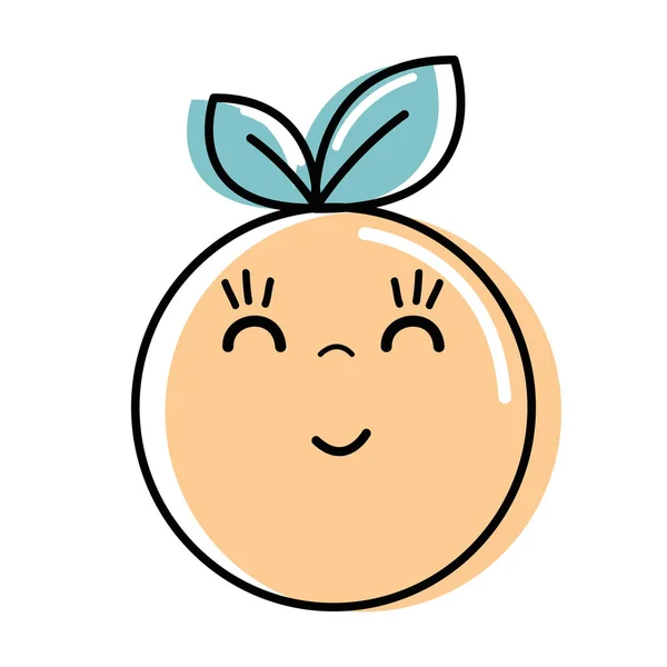 Kawaii Agradável Fruta Laranja Feliz Ilustração Vetorial —  Vetores de Stock