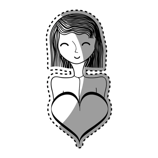 Lycklig Kvinna Med Hjärtat Ikon Vektor Illustration Design — Stock vektor