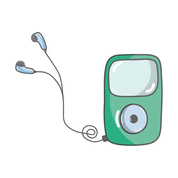 Müzik Vektör Çizim Dinlemek Için Kulaklık Ile Mp3 Çalar — Stok Vektör
