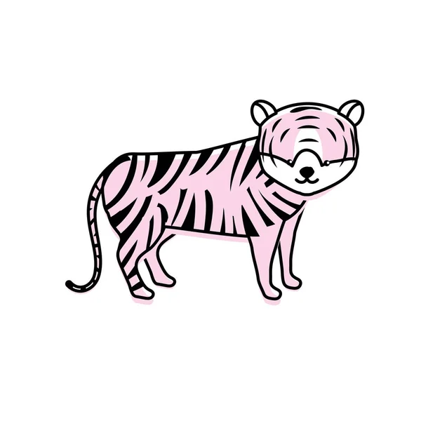 Carino Tigre Animale Selvatico Icona Vettore Illustrazione — Vettoriale Stock