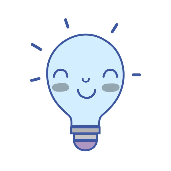 Kawaii Schattig Gelukkig Lamp Idee Vectorillustratie — Stockvector