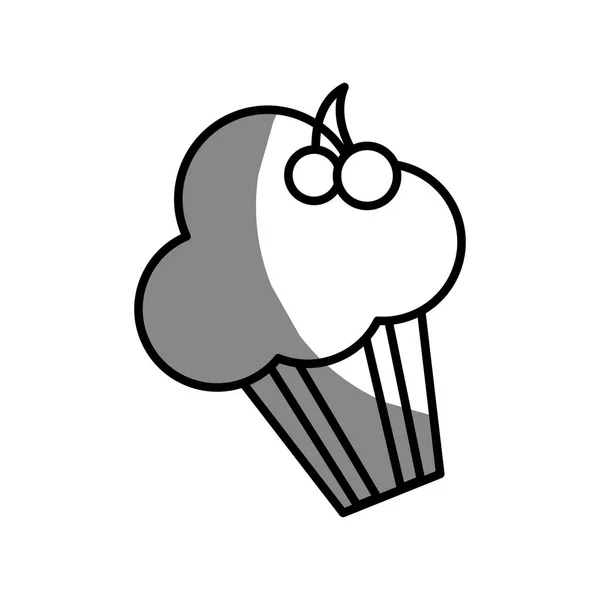 Sziluettjét Finom Muffin Gyümölcs Cseresznye Vektoros Illusztráció — Stock Vector