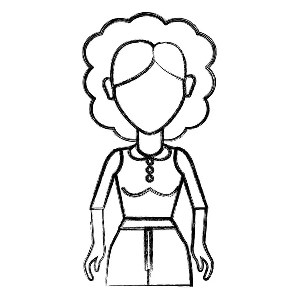 Contorno Vecchia Donna Con Acconciatura Panno Casual Illustrazione Vettoriale — Vettoriale Stock