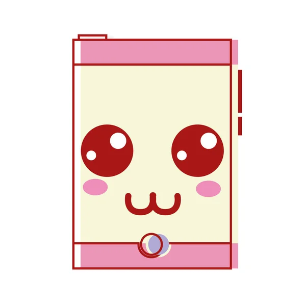 Kawaii Lindo Feliz Smartphone Tecnología Vector Ilustración — Vector de stock