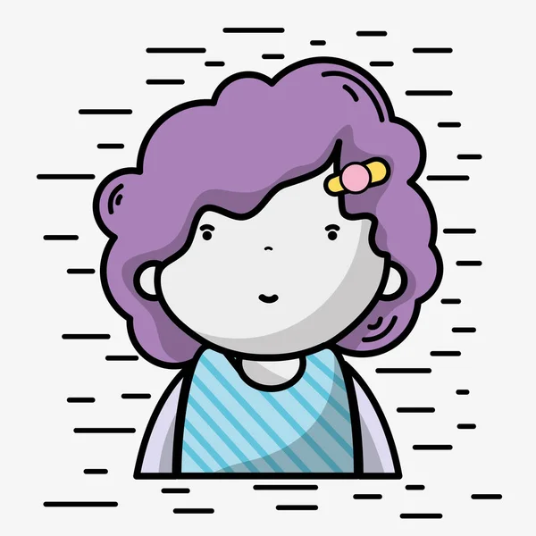 Belleza Chica Con Peinado Kawaii Avatar Vector Ilustración — Vector de stock