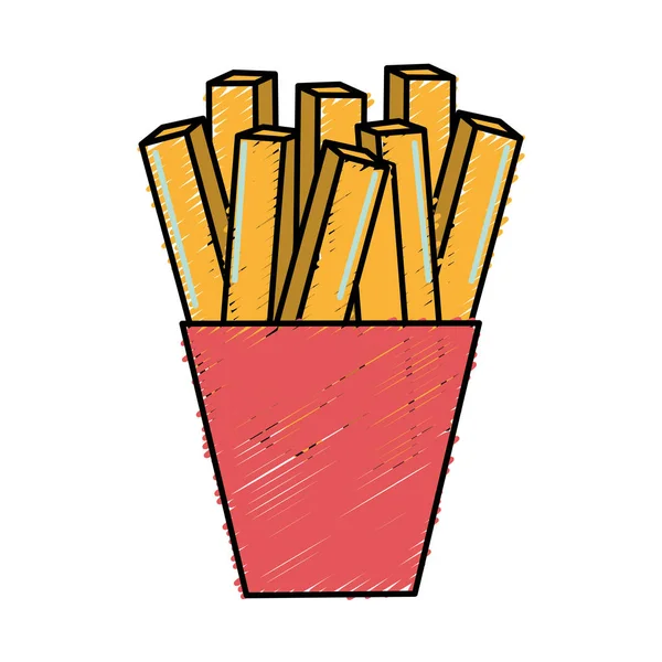 Fast Food Pommes Frites Französisch Mahlzeit Vektorillustration — Stockvektor