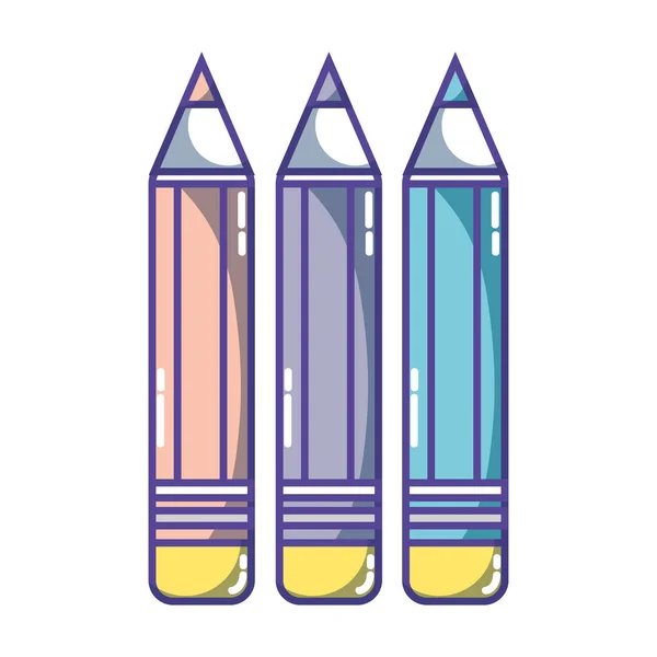 Lápices Colores Escuela Herramienta Objeto Diseño Vector Ilustración — Vector de stock