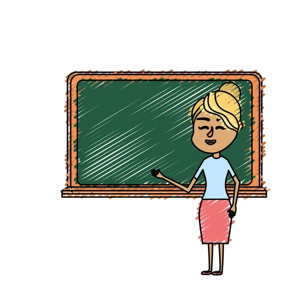 Γυναίκα Εκπαιδευτικός Διδάσκει Στον Μαθητή Για Την Εικονογράφηση Διάνυσμα Μαυροπίνακα — Διανυσματικό Αρχείο