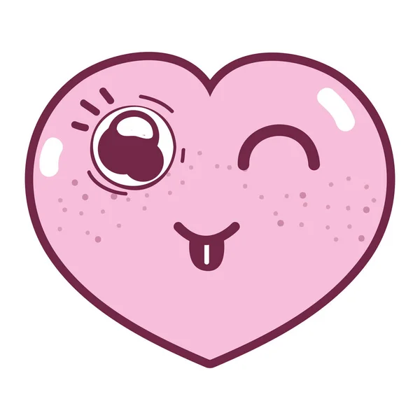 卡瓦伊可爱有趣的心脏爱情矢量插图 — 图库矢量图片