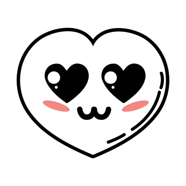 Kawaii Lindo Tierno Corazón Amor Vector Ilustración — Archivo Imágenes Vectoriales