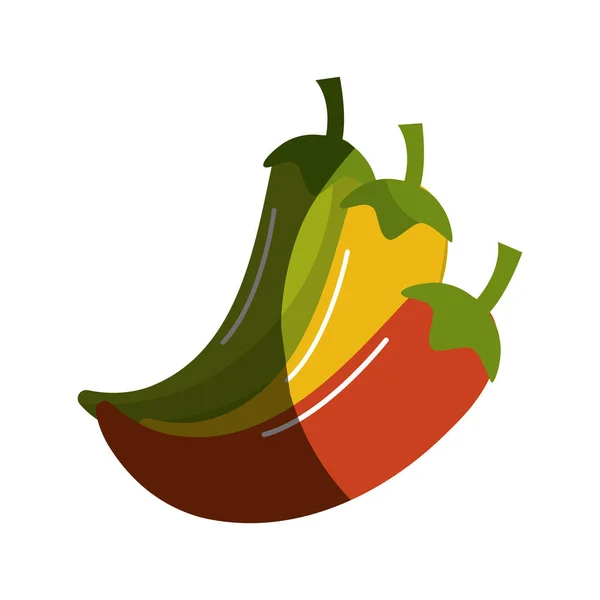 Gelbes Rotes Und Grünes Chilisymbol Vektor Illustrationsdesign — Stockvektor