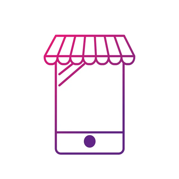 Linha Tecnologia Smartphone Para Comprar Vender Produtos Line Ilustração Vetorial —  Vetores de Stock